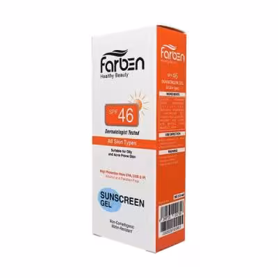 ژل ضد آفتاب فاربن SPF 46 فاقد رنگ برای پوستهای چرب و آکنه دار