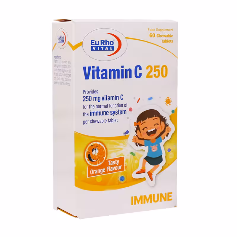 قرص جویدنی ویتامین C 250 میلی گرم یوروویتال 60عدد | Eurho Vital Vitamin C 250 mg