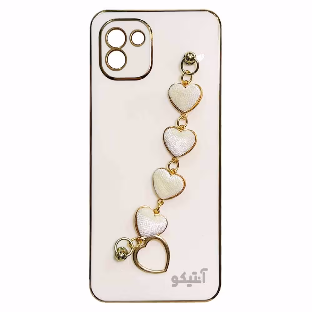 قاب My Case همراه با دستبند قلبی مناسب برای Samsung A03-سفید
