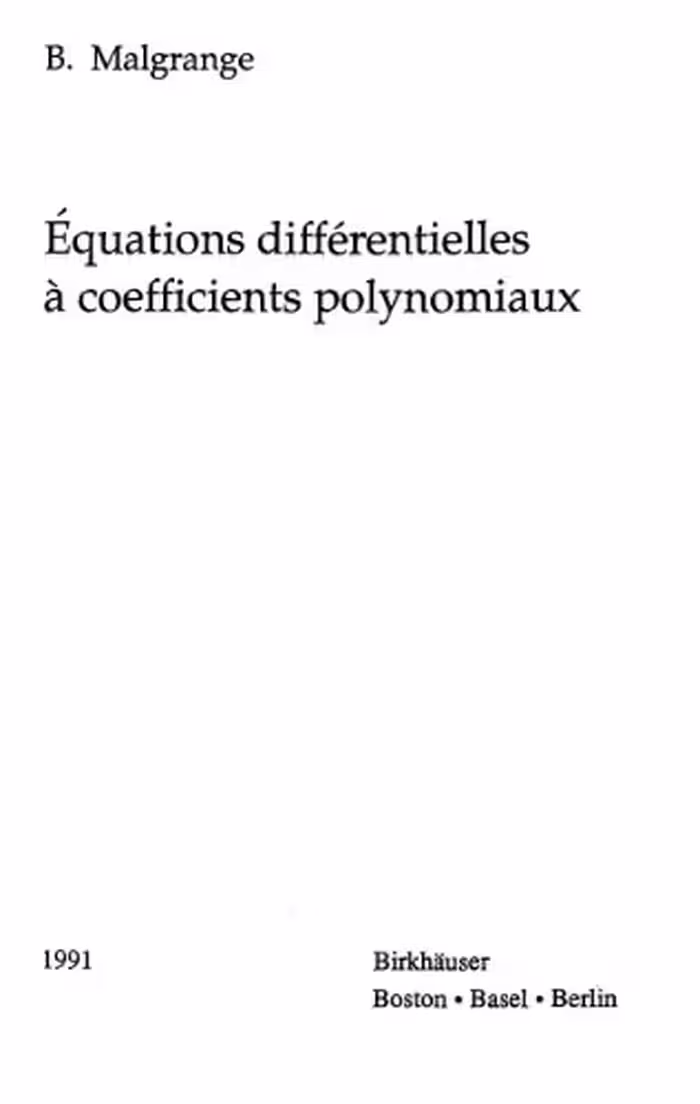 خرید و دانلود نسخه کامل کتاب Equations Differentielles a Coefficients Polynomiaux