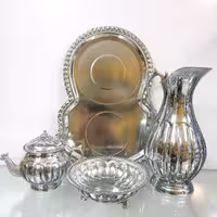 سرویس 4 پارچه سماور مدل طرح دار کروم