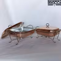 سوفله خوری مسی مستطیلی نانو زنجان | مرغ خوری مسی وارمری | پایه بلند | سایز 2 _ قطر 30*26 | مدل محمت