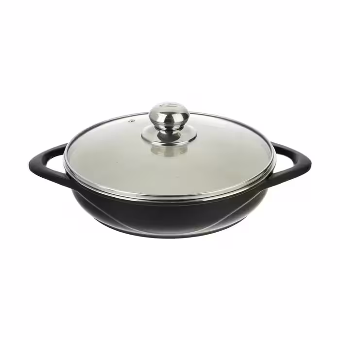 تابه عروس کد 74349 سایز 24 در شیشه ای بدنه چدنی