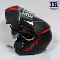 کلاه کاسکت بلوتوث دار فک متحرک تکنو Tekno - مشکی قرمز مات   BT11