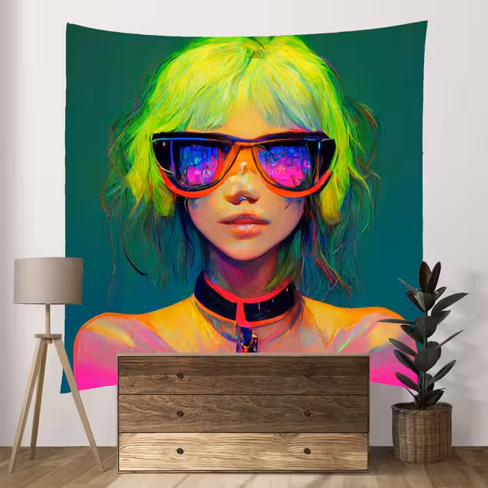 پوستر پارچه ای فیانی طرح تپستری بلک لایت FACE کد F44