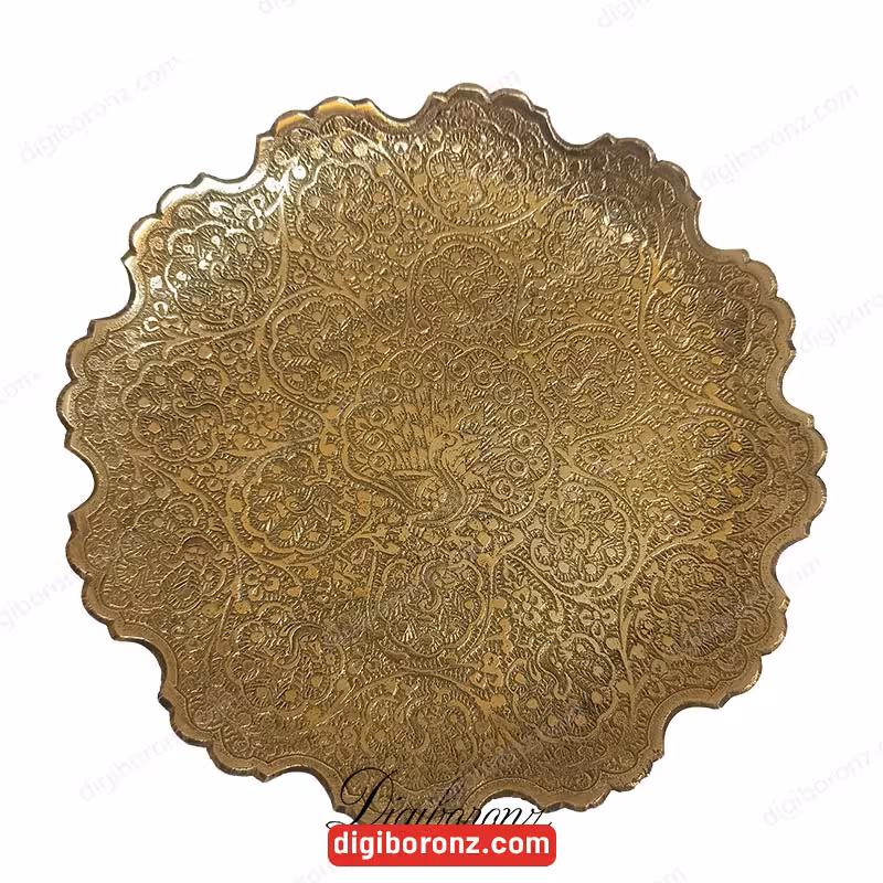 پیش دستی لب قلعه طرح طاووس پایه 2 سانت برنجی برنزی