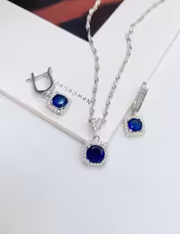 نیمست یاقوت کبود نقره جواهری کد 00225