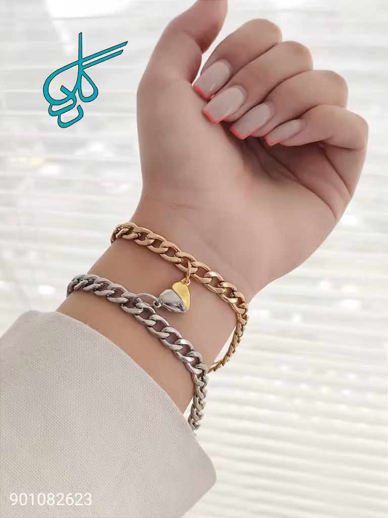 خرید ست دستبند مگنتی دوتایی قلب استیل رنگ ثابت کیفیت عالی کد 2116224 - ردگل