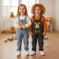 بیلر جین بچگانه طرح خرگوش (آبی و ذغالی)