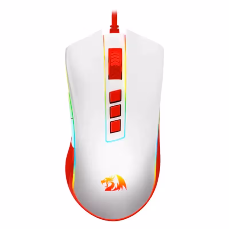 موس گیمینگ سفید ردراگون مدل Redragon Cobra Red White M711C