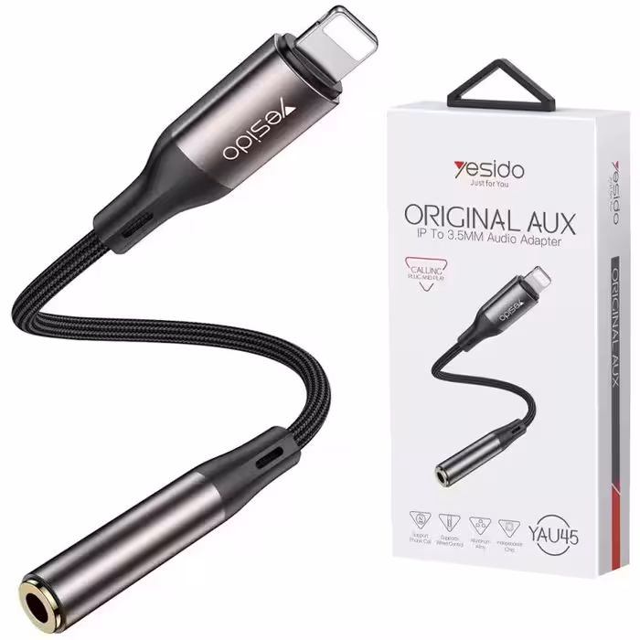 تبدیل Lightning به AUX یسیدو YAU45 طول 13 سانتی متر