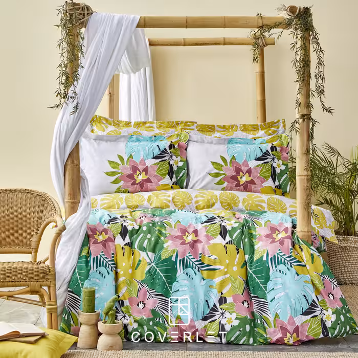 روتختی رنگارنگ گل‌دار کاوری دونفره مدل Tropic