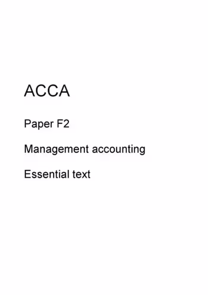 خرید و دانلود نسخه کامل کتاب ACCA F2 Management Accounting Essential text