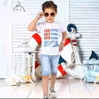 ست تیشرت و شلوارک لی بیرونی دخترانه و پسرانه طرح لاگوست 88n