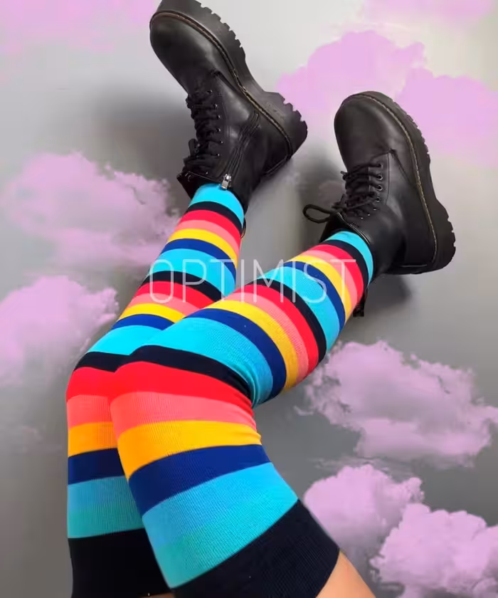 جوراب بالا زانو رنگینکمونی