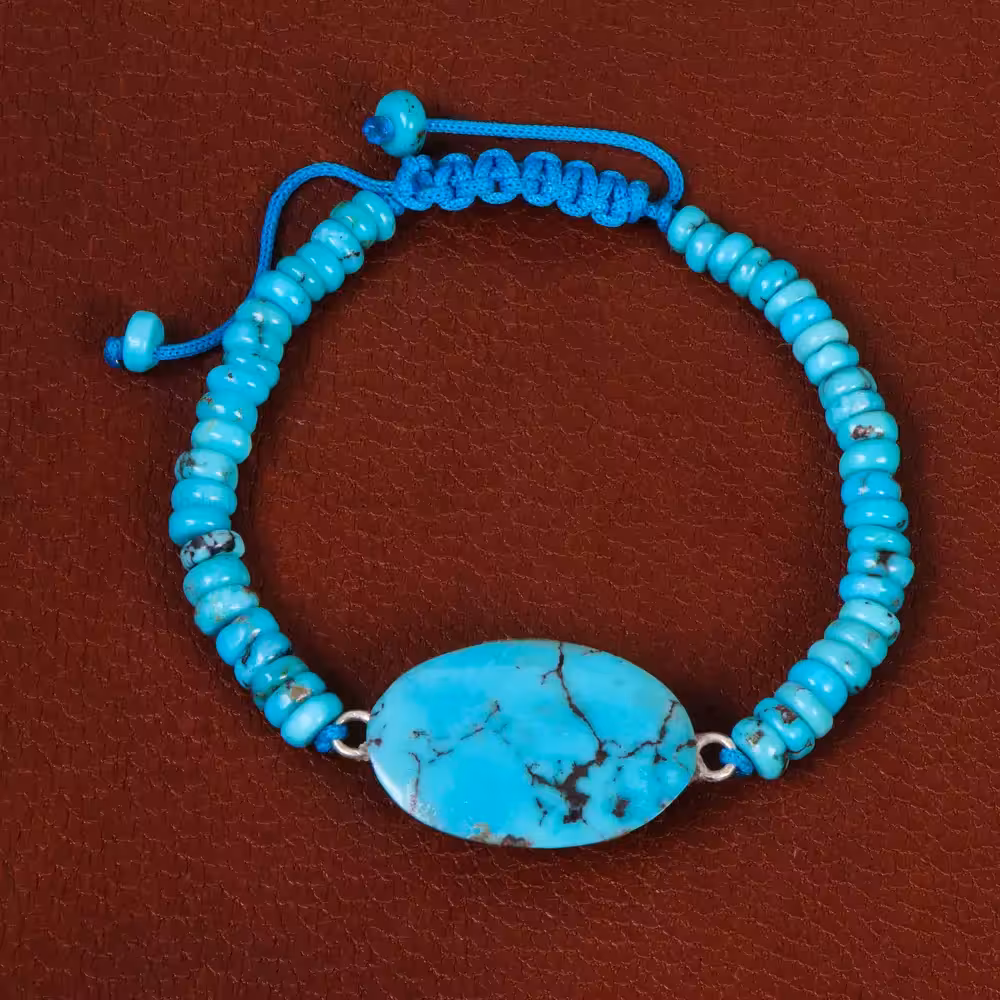 دستبند فیروزه خزامه کد 30422 - جواهری مشاهیر