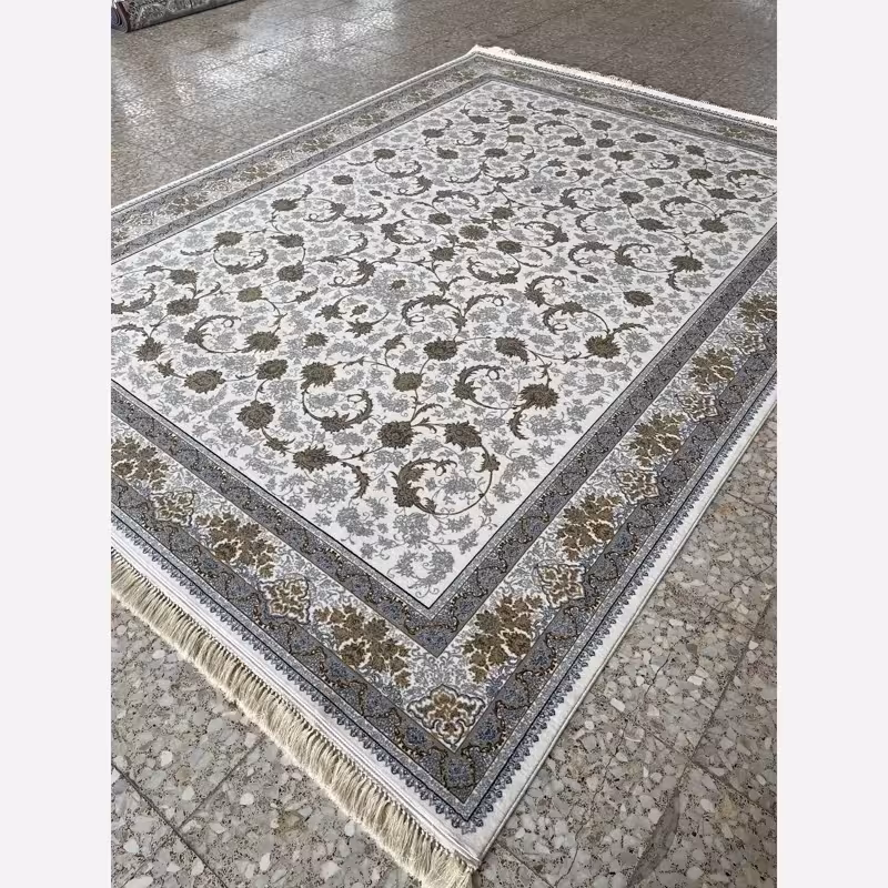 فرش 9متری 700شانه ماشینی کاشان طرح صدف کرم(باارسال ایگان)
