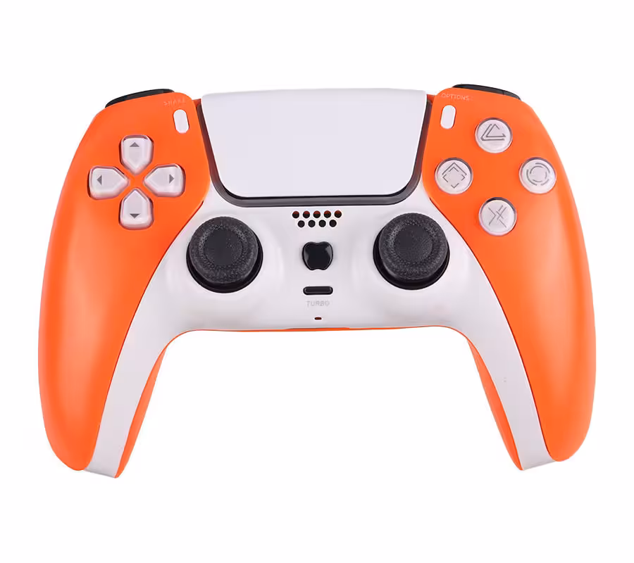 خرید و قیمت دسته بی سیم PS4 طرح پلی استیشن 5 مدل T29 رنگ سفید نارنجی