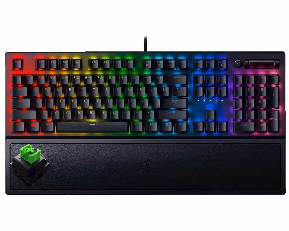 کیبورد گیمینگ ریزر RAZER Blackwidow V3 Green Switch