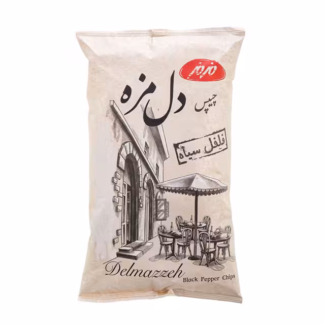 چیپس دل مزه مزمز با طعم فلفل سیاه 180 گرمی