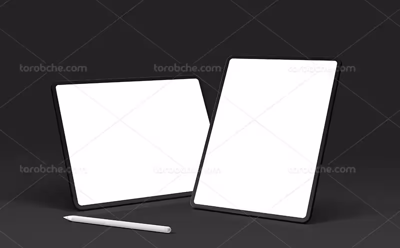 موکاپ تبلت و قلم نوری PSD | گرافیک با طعم تربچه