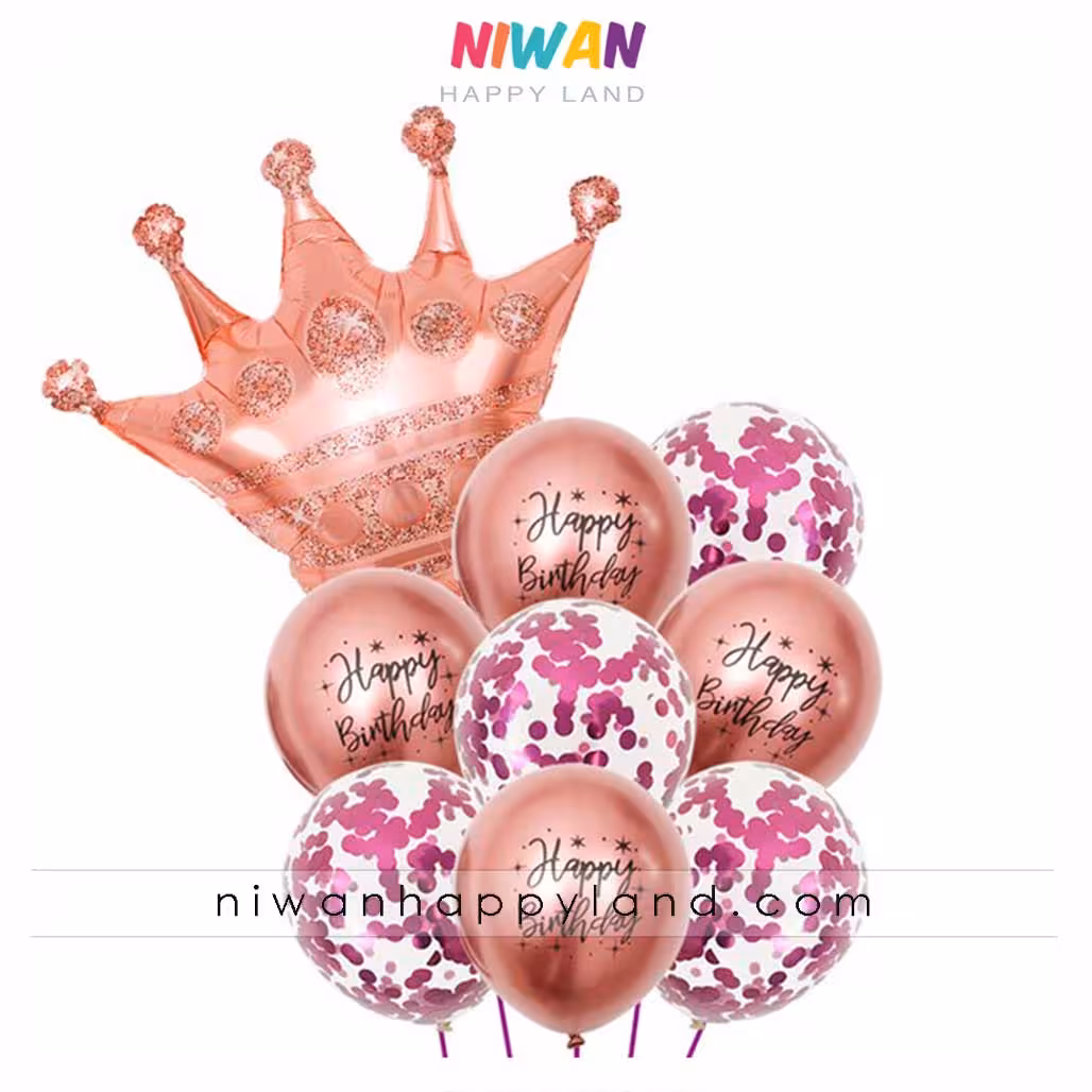 پک بادکنک تاج و هپی صورتی