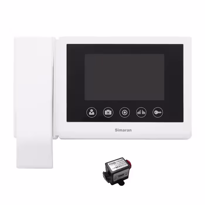 مانیتور دربازکن تصویری سیماران مدل 43TKM به همراه محافظ ولتاژ مانیتور