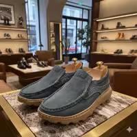 کفش چرم مردانه طبی کد TB073BL رنگ آبی