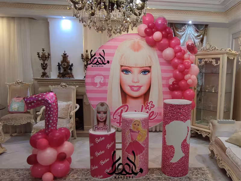 بادکنک آرایی تم تولد باربی