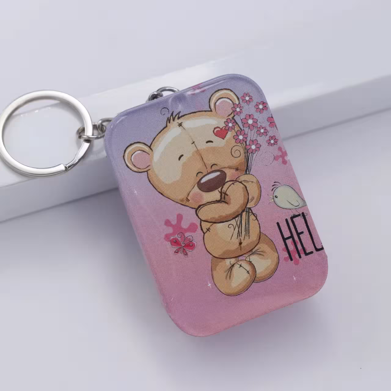 سرکلیدی کیف هندزفری فلزی 6 سانتی خرس با دسته گل 30927