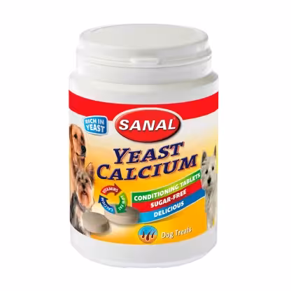 قرص مکمل غذایی سگ سانال مدل کلسیم Yeast-Calcium jar وزن 75 گرم