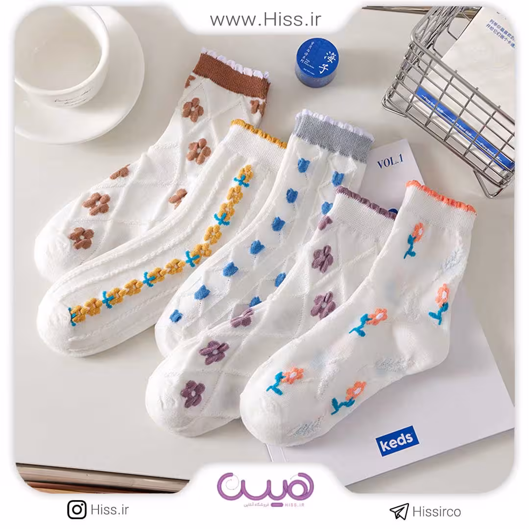 جوراب ساق بلند گل گلی