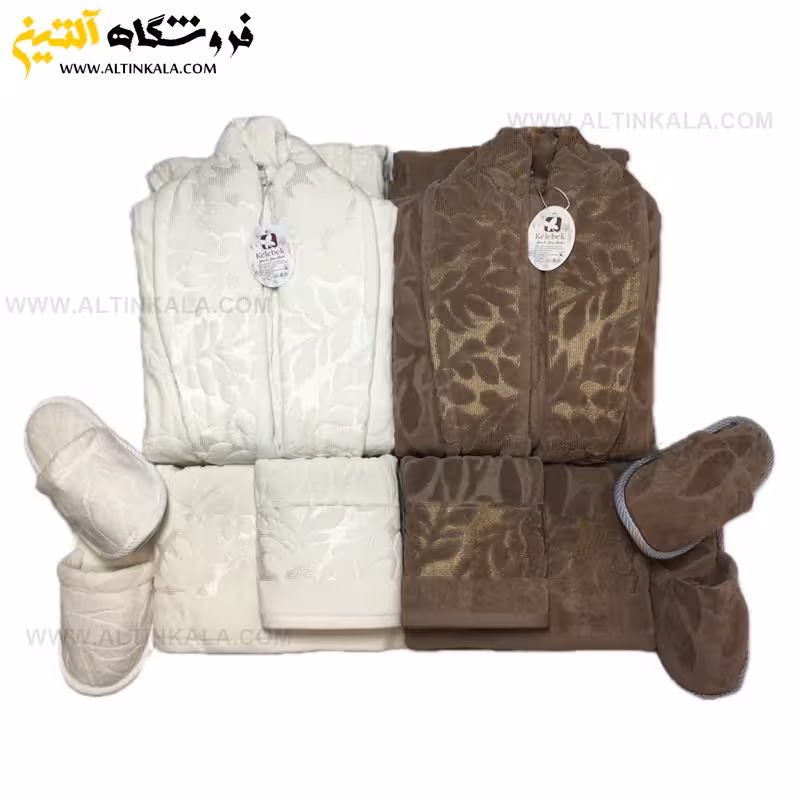 سرویس حوله عروس و داماد 10تکه ژاکارد برجسته برند KELEBEK