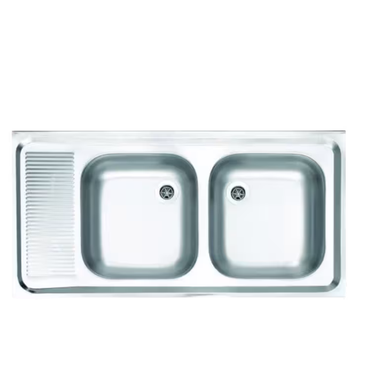 سینک روکار پرسی استیل البرز مدل البرز سایز 0.5*60*100 دو لگن