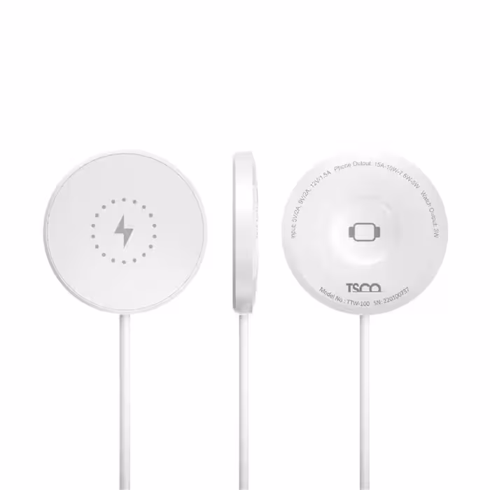 شارژر وایرلس دوطرفه تسکو TSCO مدل TTW 100 با پشتیبانی از MagSafe و Qi