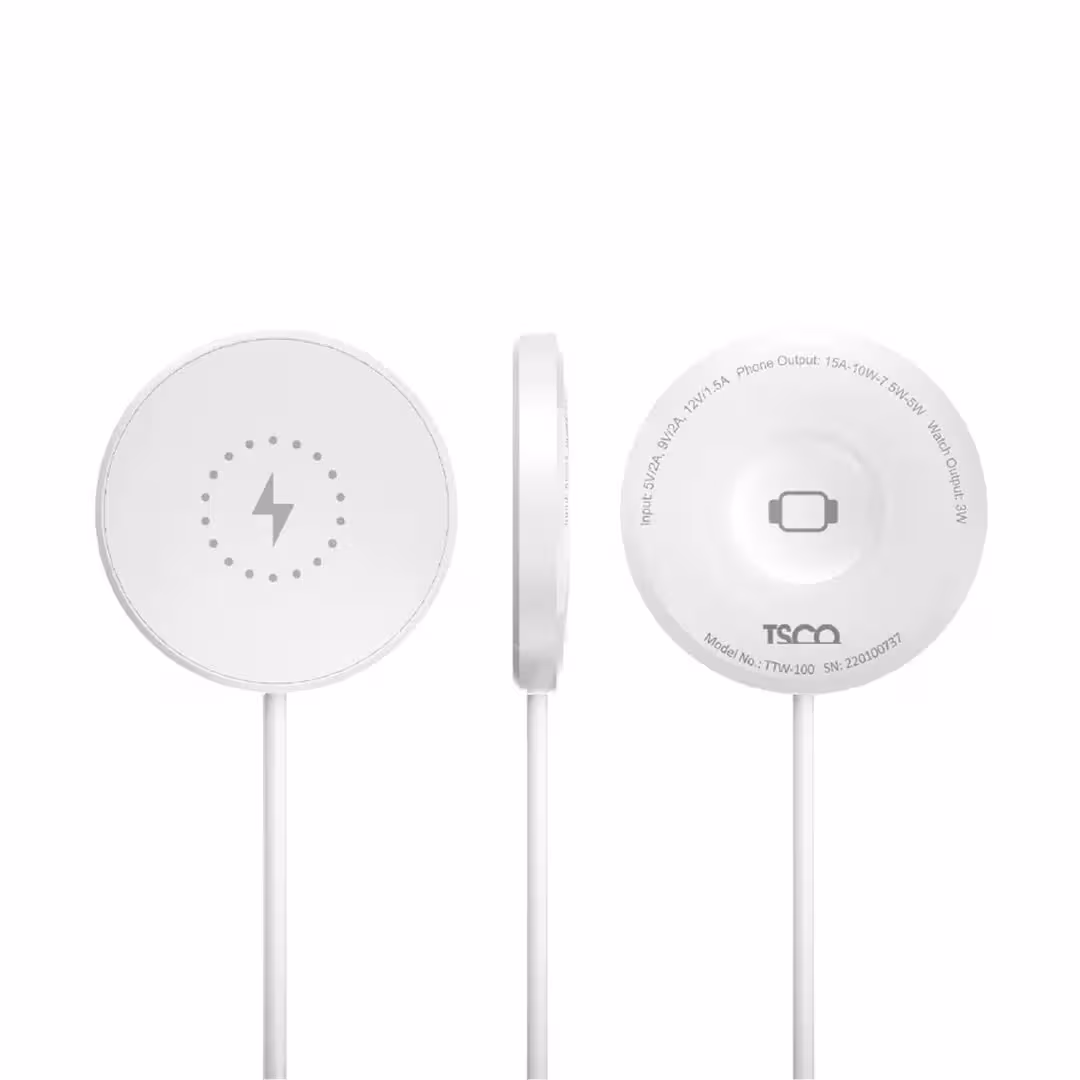 شارژر وایرلس دوطرفه تسکو TSCO مدل TTW 100 با پشتیبانی از MagSafe و Qi