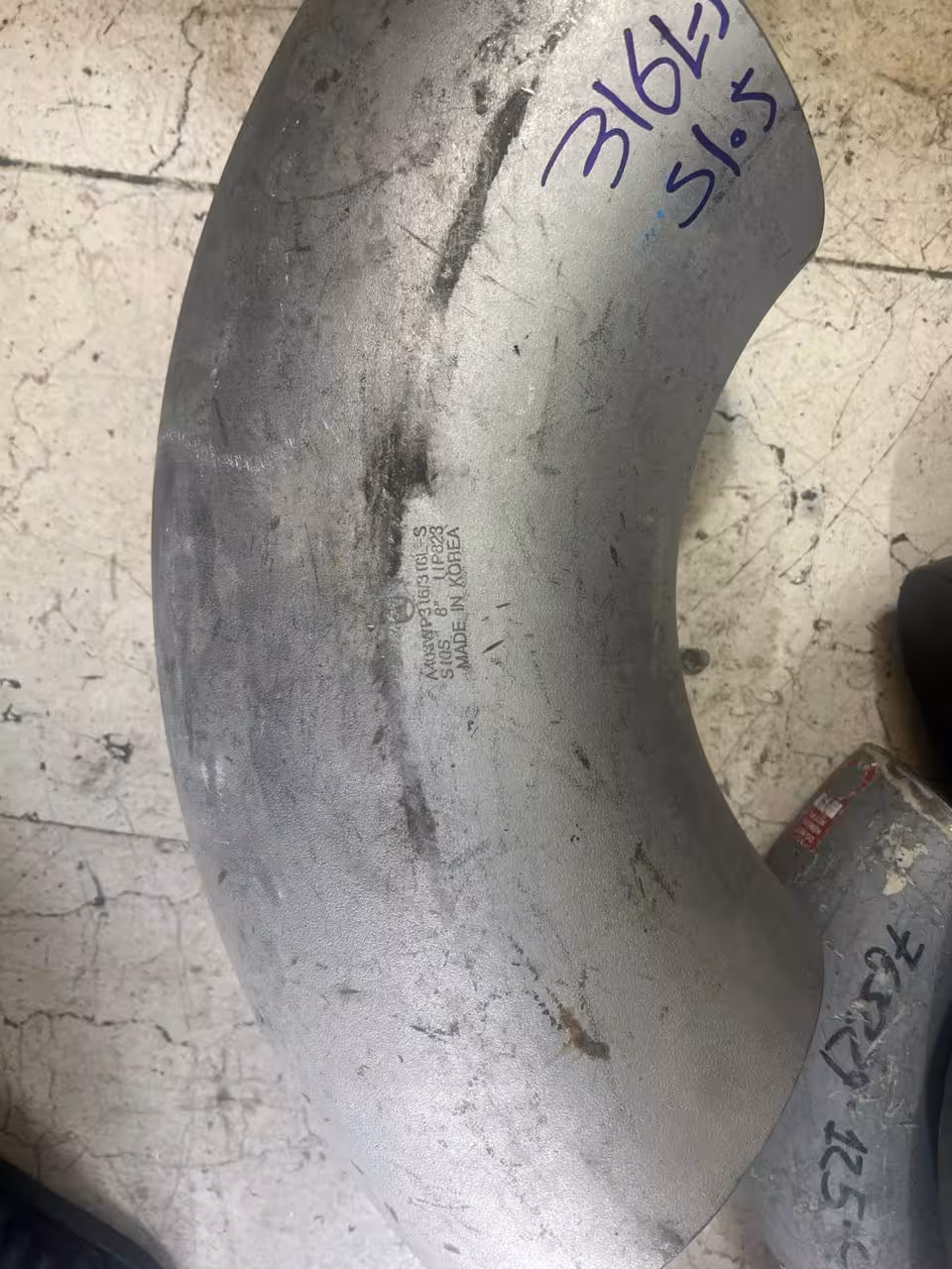 زانو 8 استنلس استیل بدون  درز  رده 10S از جنس  SA403WP316L/316S فابریک