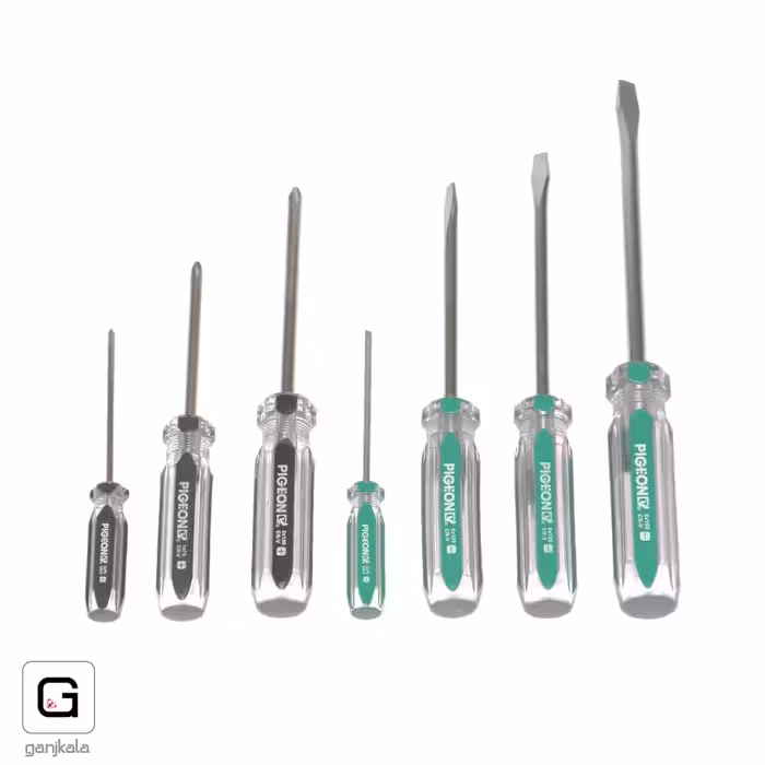 پيچ گوشتی سری 7 عددی دسته سبز و مشکی پیژن