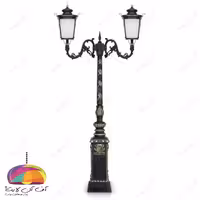 چراغ پارکی دو شعله مدل روژان شاخه سپیدار پایه درباری شب تاب