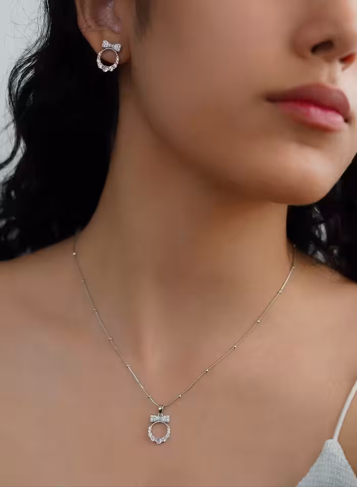 نیمست پاپیون ایتالیایی نقره جواهری کد 00403