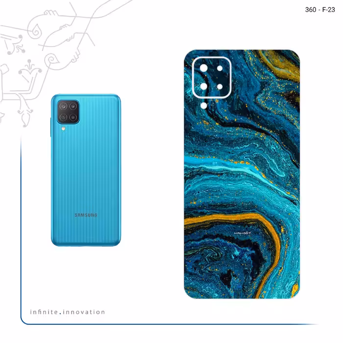 برچسب پوششی ماهوت مدل Turquoise marblewith golden streaks مناسب برای گوشی موبایل سامسونگ Galaxy M12