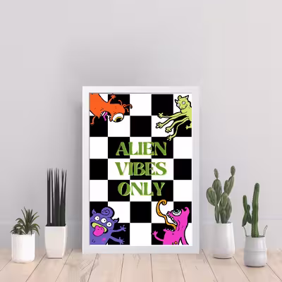 تابلو مدل Alien Vibes only کد S1501-w