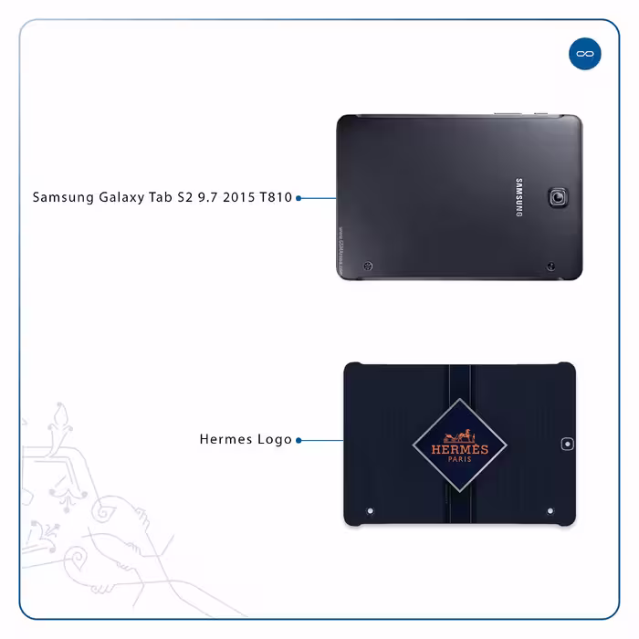 برچسب پوششی ماهوت مدل Hermes-Logo مناسب برای تبلت سامسونگ Galaxy Tab S2 9.7 2015 T810