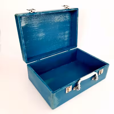 جعبه هدیه چوبی مدل چمدان طرح نقشه جهان کد WS131