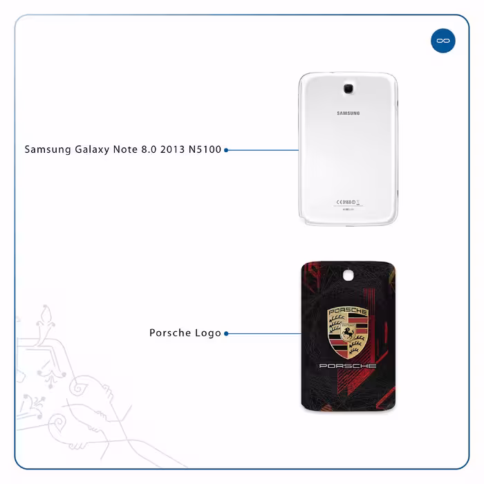 برچسب پوششی ماهوت مدل Porsche-Logo مناسب برای تبلت سامسونگ Galaxy Note 8.0 2013 N5100