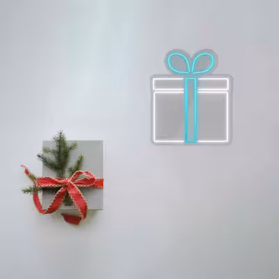 چراغ دیواری نئون دیزاین طرح Gift-Box_TBL