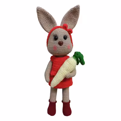 عروسک بافتنی مدل خرگوش ملوس و هویج ممجموعه 2 عددی