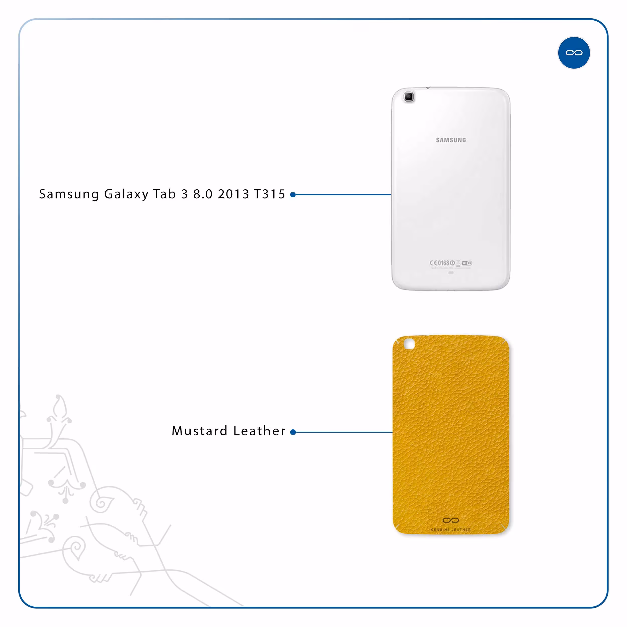 برچسب پوششی ماهوت مدل Mustard-Leather مناسب برای تبلت سامسونگ Galaxy Tab 3 8.0 2013 T315