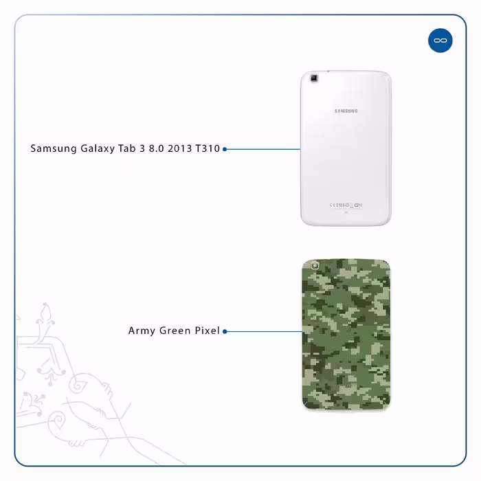 برچسب پوششی ماهوت مدل Army-Green-Pixel مناسب برای تبلت سامسونگ Galaxy Tab 3 8.0 2013 T310