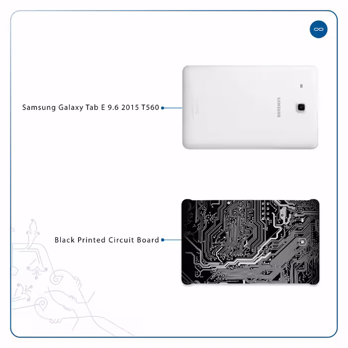 برچسب پوششی ماهوت مدل Black Printed Circuit Board مناسب برای تبلت سامسونگ Galaxy Tab E 9.6 2015 T560